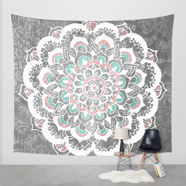 Bohemian Room Decor or Curtains Yoga Elephant Mandala Tapestry-UlGadget