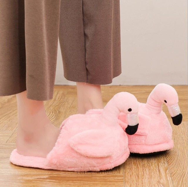 Flamingo Slippers Warm Cotton Winter Lovely Home Women Slippers-UlGadget