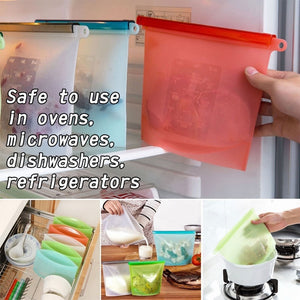 Reusable Silicone Food Bag Vacuum Seal Food Fresh Fruit Meat Milk Storage Containers Refrigerator Ziplock Kitchen Organizer-UlGadget