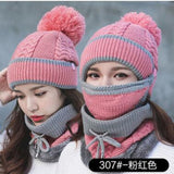 Beanie Knit Hat with Scarf and Mask Women Winter Warm Earmuffs Colorful-UlGadget