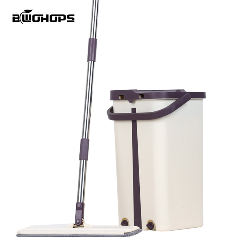 Magic Cleaner with Bucket Wringer and 2 Reusable Microfiber Mop Pads for Wet and Dry Mopping on All Surfaces-UlGadget