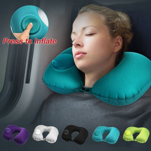 Portable U-Shape Inflatable Travel Pillow Car Head Neck Cushion-UlGadget