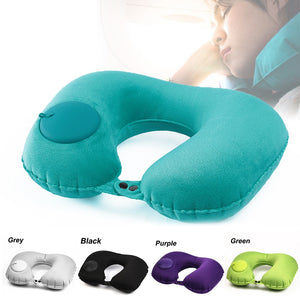 Portable U-Shape Inflatable Travel Pillow Car Head Neck Cushion-UlGadget