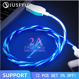 USB Cable Cool Night Flowing LED Glow Charger For iPhone Type-C Android Samsung S7-UlGadget