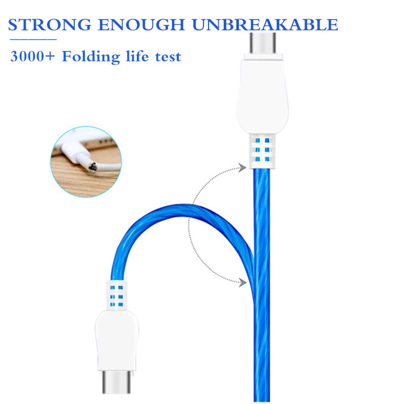 USB Cable Cool Night Flowing LED Glow Charger For iPhone Type-C Android Samsung S7-UlGadget