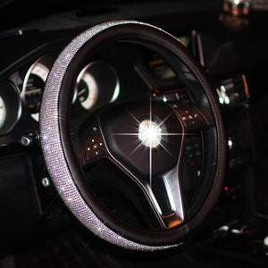 SWAROVSKI CRYSTAL STEERING WHEEL COVER PU LEATHER CAR ACCESSORIES-UlGadget