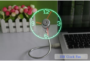 Smallest Lightest USB Led Fan with Clock Convenience Quiet Mini Portable Fan Cool Gift in Office Room Camping LiBangTai-UlGadget