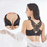 Butterfly Embroidery Front Closure Wireless Bra Big Size Sexy Seamless Front Push Up Bra-UlGadget