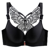 Butterfly Embroidery Front Closure Wireless Bra Big Size Sexy Seamless Front Push Up Bra-UlGadget