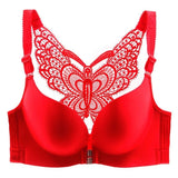 Butterfly Embroidery Front Closure Wireless Bra Big Size Sexy Seamless Front Push Up Bra-UlGadget