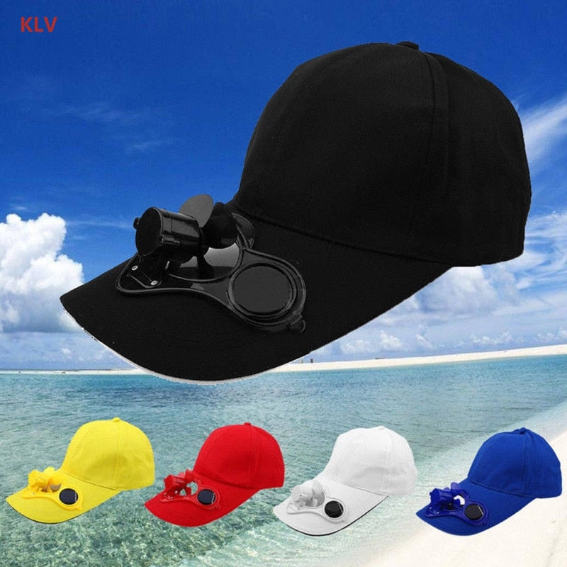 Summer Sport Outdoor Solar Panel Powered Fan Cooling Colorful Cotton Hat-UlGadget