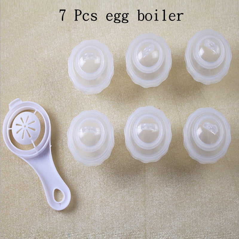 7PCs Egglettes Maker with Separator Egg Boiler Cooker Transparent Silicone Maker Egg Steamer kitchen Omelette mold-UlGadget