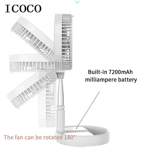 Telescopic Folding USB Charging Fan for Office Home Outdoor Camping White-UlGadget