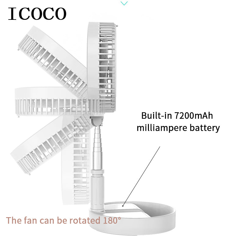 Telescopic Folding USB Charging Fan for Office Home Outdoor Camping White-UlGadget