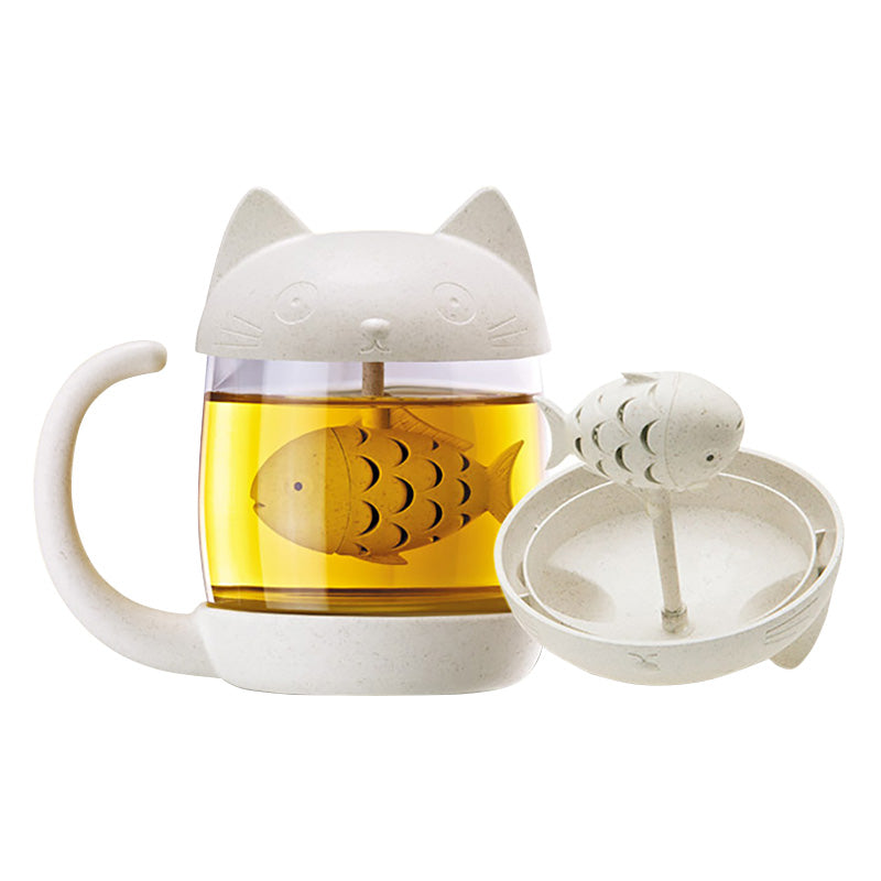 Kit-Tea Cat Tea Infuser with Filter Creative Teapot Teabags Mugs for Tea & Coffee Wedding Birthday Gift-UlGadget