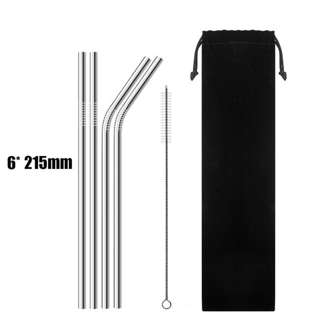 4Pcs Stainless Steel Reusable Drinking Straws High Quality Metal Cleaner Brush Wholesale-UlGadget