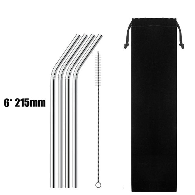 4Pcs Stainless Steel Reusable Drinking Straws High Quality Metal Cleaner Brush Wholesale-UlGadget