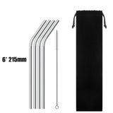 4Pcs Stainless Steel Reusable Drinking Straws High Quality Metal Cleaner Brush Wholesale-UlGadget