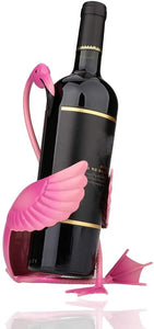 Metal Flamingo Wine Holder Countertop Freestanding Sculpture Figurines Wine Shelf