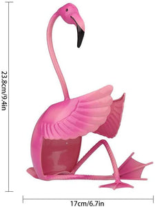 Metal Flamingo Wine Holder Countertop Freestanding Sculpture Figurines Wine Shelf