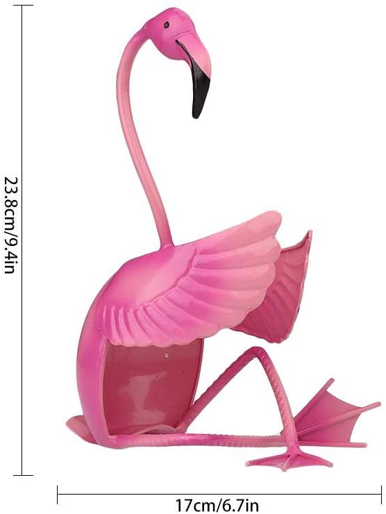 Metal Flamingo Wine Holder Countertop Freestanding Sculpture Figurines Wine Shelf