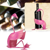 Metal Flamingo Wine Holder Countertop Freestanding Sculpture Figurines Wine Shelf